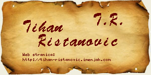 Tihan Ristanović vizit kartica